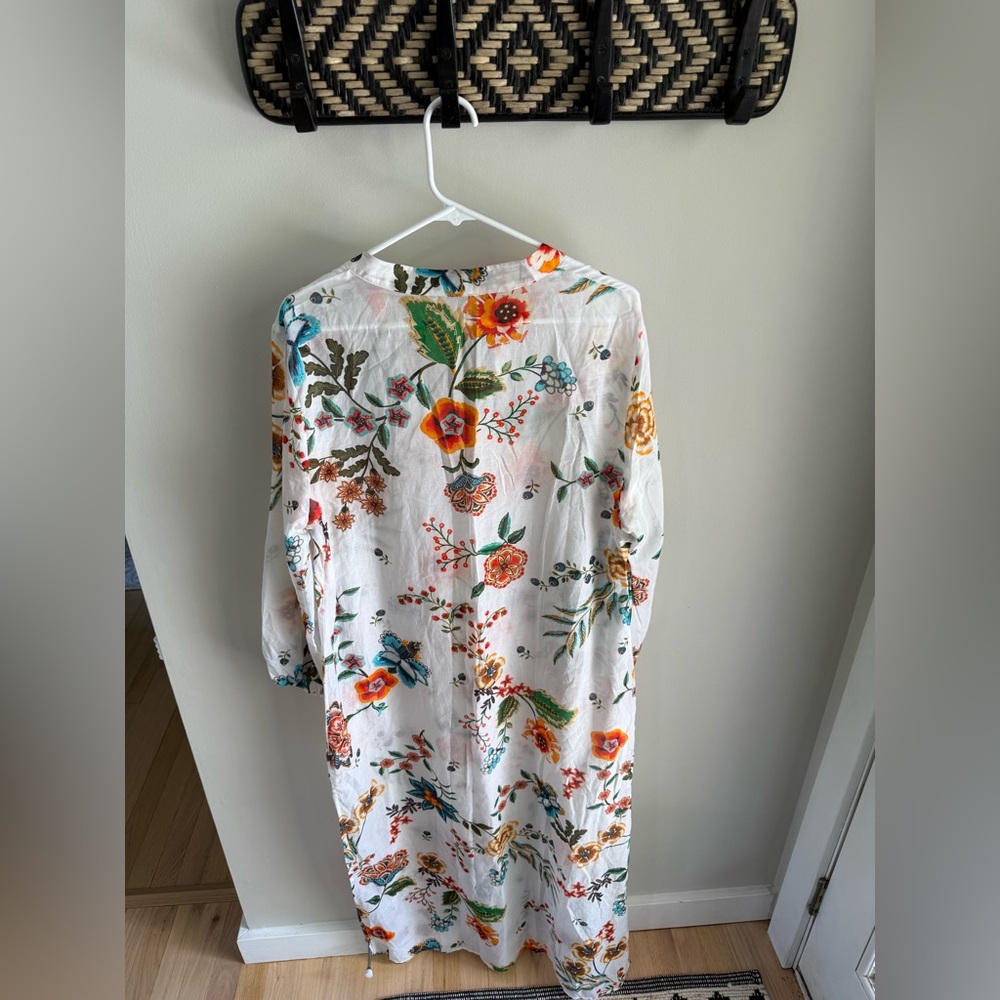 Johnny Was Ardella Dress/Cover up - Silk Blend - White Floral - Size Large - Picture 12 of 14